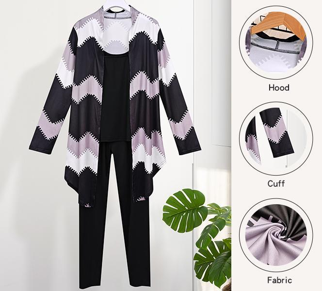 Women's Casual Three-piece Set Block Open Front Top Solid Color Cami Top & Matching Pants Outfits Uws041-Bk Summer Clothing Suits for Effortless Style - Womenswear