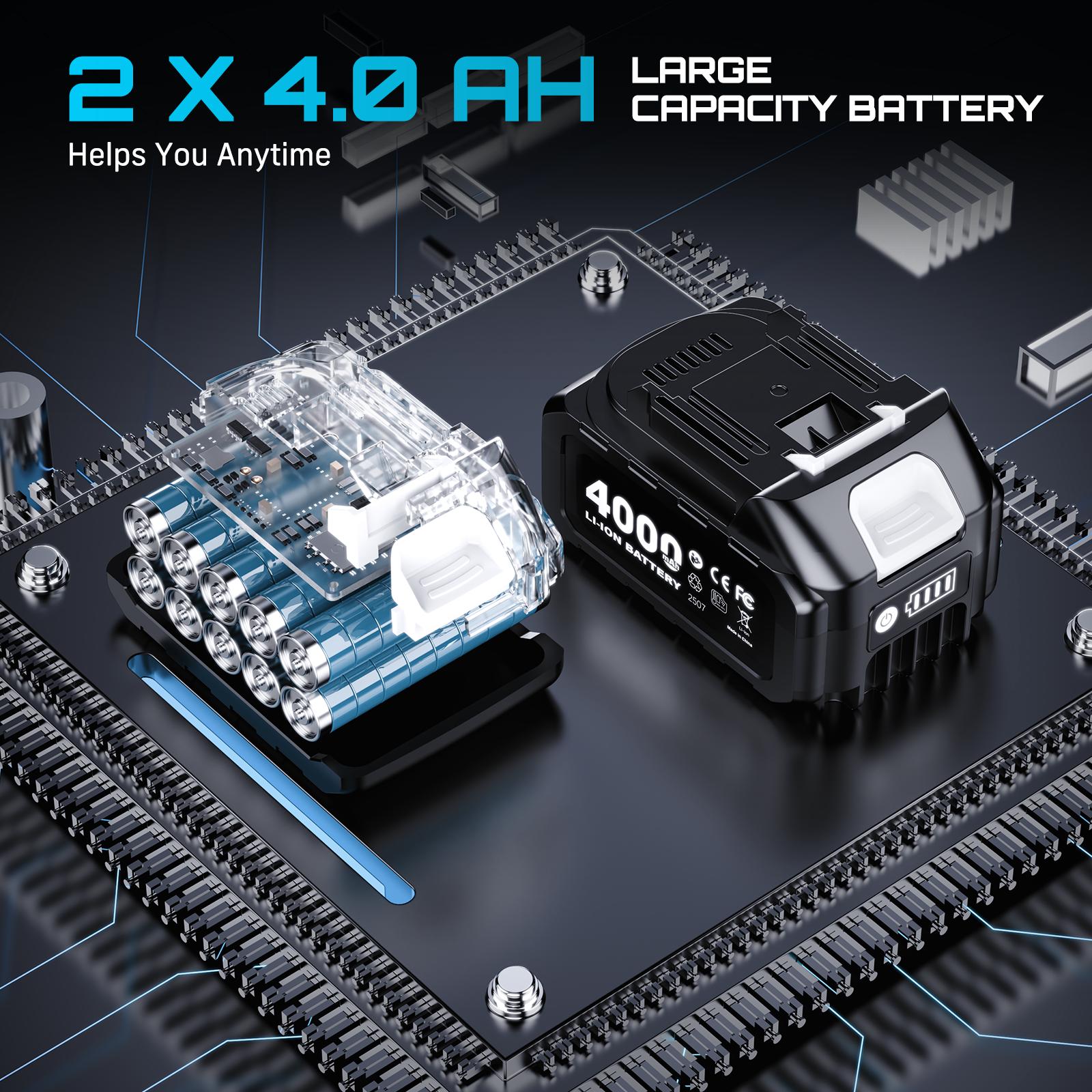 SEESII 3-in-1 Cordless Power Tool Set: Electric Rotary Hammer, Cordless Angle Grinder & Brushless Impact Wrench - Heavy Duty Combo Kit with 2x 4.0Ah Batteries for Construction, Automotive Repair & Metal Fabrication, 3ML