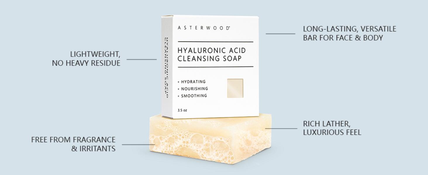 Hyaluronic Acid Cleansing Face Soap | Hydrating, Plumping & Collagen-Boosting Facial Bar | Gentle Moisturizing Cleanser for All Skin Types | Fragrance-Free