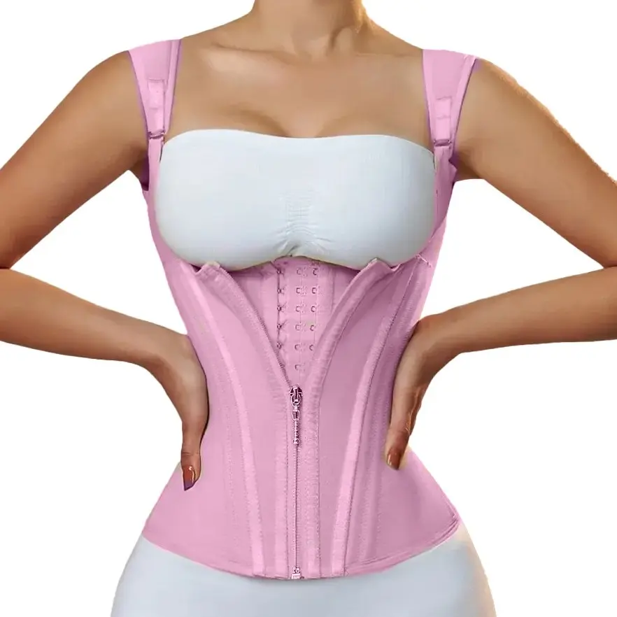 COOSHAPE Waist Trainer for Women Corset Shapewear Tummy Smoothing Vest Faja Waist Shaper Tank Top Workout Sport Girdle with Adjustable Strap Fit Zipper