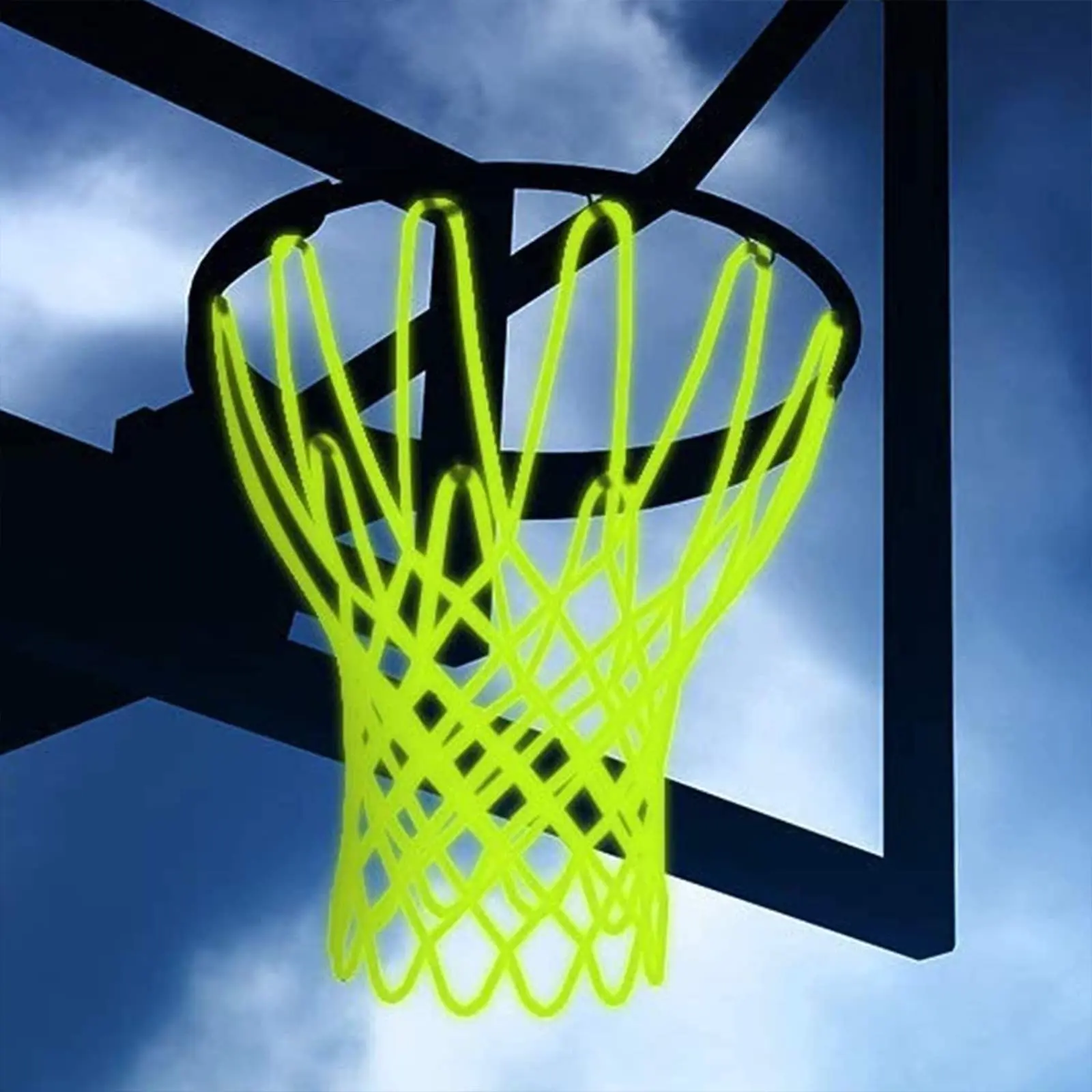 Glow-in-the-Dark Basketball Net - 21" 100% Nylon, Sun-Powered Luminous Material, Thick Polyamide Fiber, Anti-Whip Design, Rim Compatible for Outdoor Basketball Hoops, Halloween, Birthday, Glowing Material, Sunlight