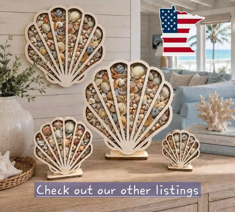 Sea Glass & Seashell Shadow Box Beach Glass | Shell Display