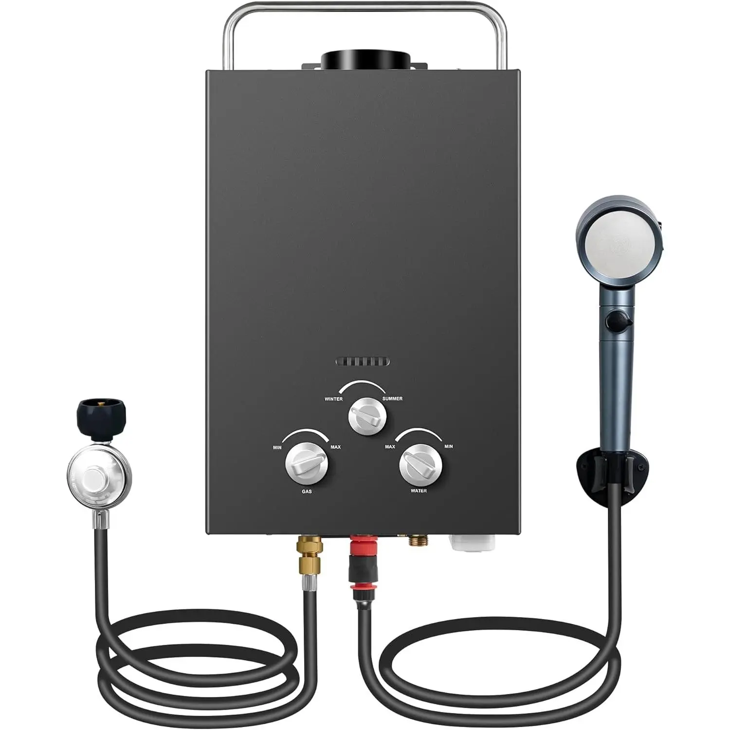Handheld Quick-Heating Portable Propane Tankless Water Heater, 1.58GPM Instant Hot Shower, with Overheat Protection Handle, Durable Multifunction for Camping RV Outdoor Use