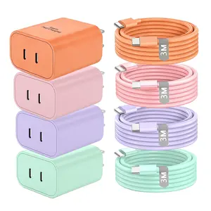 45W Dual USB C Port iPhone 17 Pro Max Super Fast Charger with 10FT Type c For Android Phones  For IPhone 17 Pro Max / 17 / 16 Pro Max / 16 / 15 Pro Max , galaxy Ultra / S24+ / S23 Ultra / S23 / S23+ / S22 / S22 Ultra / S22+ AirPods and iPhone Charger