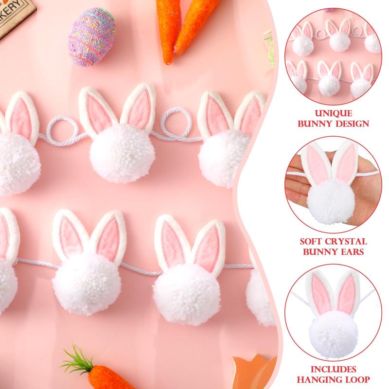 Easter Bunny Garland Wood Beads Banner Rustic Rabbits Hanging Garland with Beads, Bunny Eggs with Bow Door Wreath Garland for Mantle Fireplace Shelf Wall Doorway Display, Spring Home Decor, Easter Decor 2026 Easy Hang Indoor Outdoor Party Supplies & Gifts