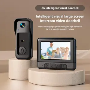 X6 Wireless Doorbell Camera，No WiFi Video Doorbell with Screen , No App, No Monthly Fees,Two-Way Talk, Night Vision，Voice Changing,Rechargeable Smart Visual Doorbell, , Safety Intercom for Privacy, Alarm, Sensor,waterproof,Security Camera Safety Phone