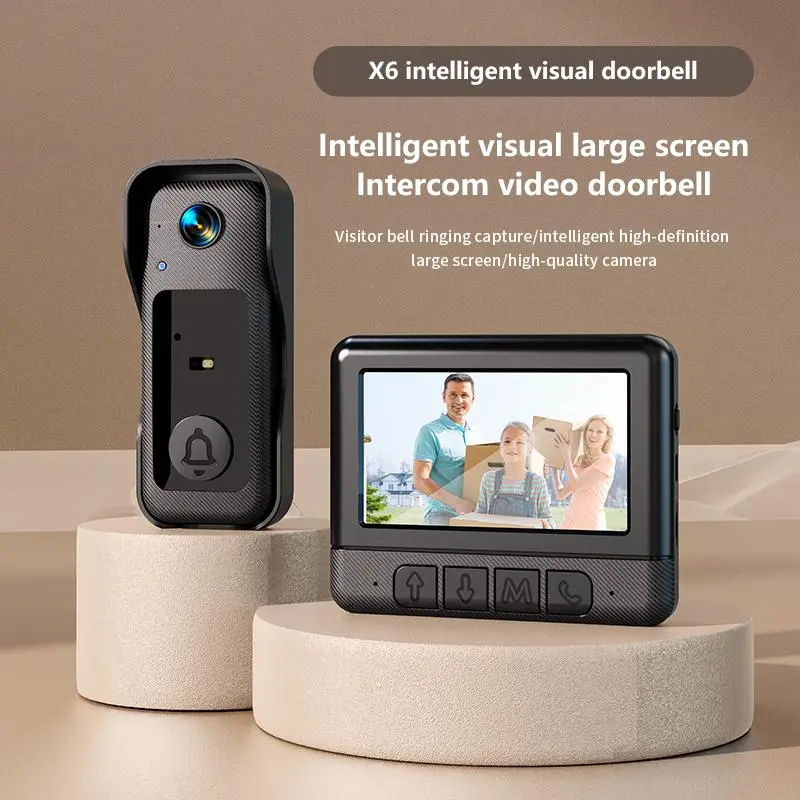 X6 Wireless Doorbell Camera，No WiFi Video Doorbell with Screen , No App, No Monthly Fees,Two-Way Talk, Night Vision，Voice Changing,Rechargeable Smart Visual Doorbell, , Safety Intercom for Privacy, Alarm, Sensor,waterproof,Security Camera Safety Phone