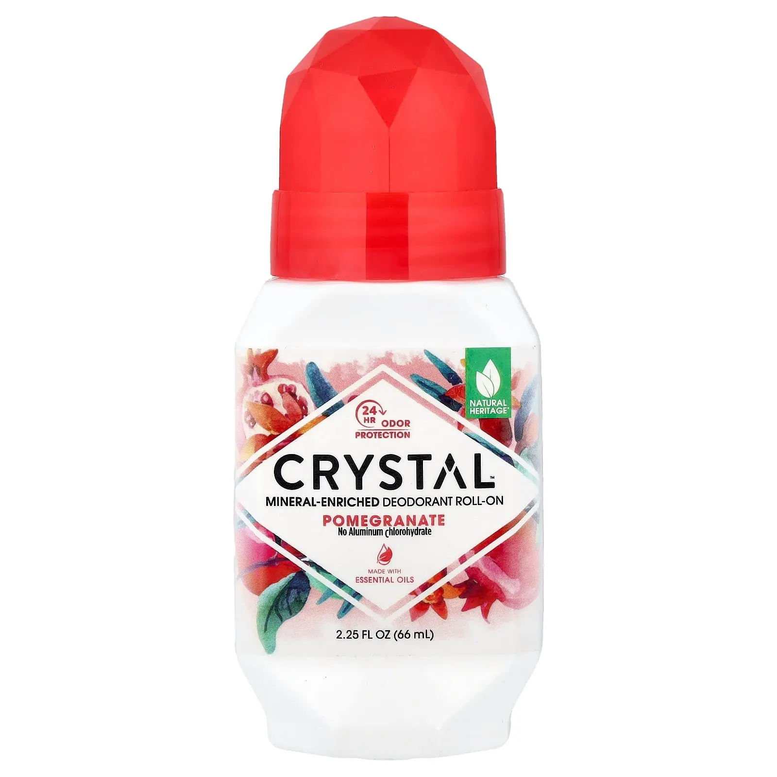 CRYSTAL Mineral-Enriched Deodorant Roll-On, Pomegranate, 2.25 fl oz (66 ml)