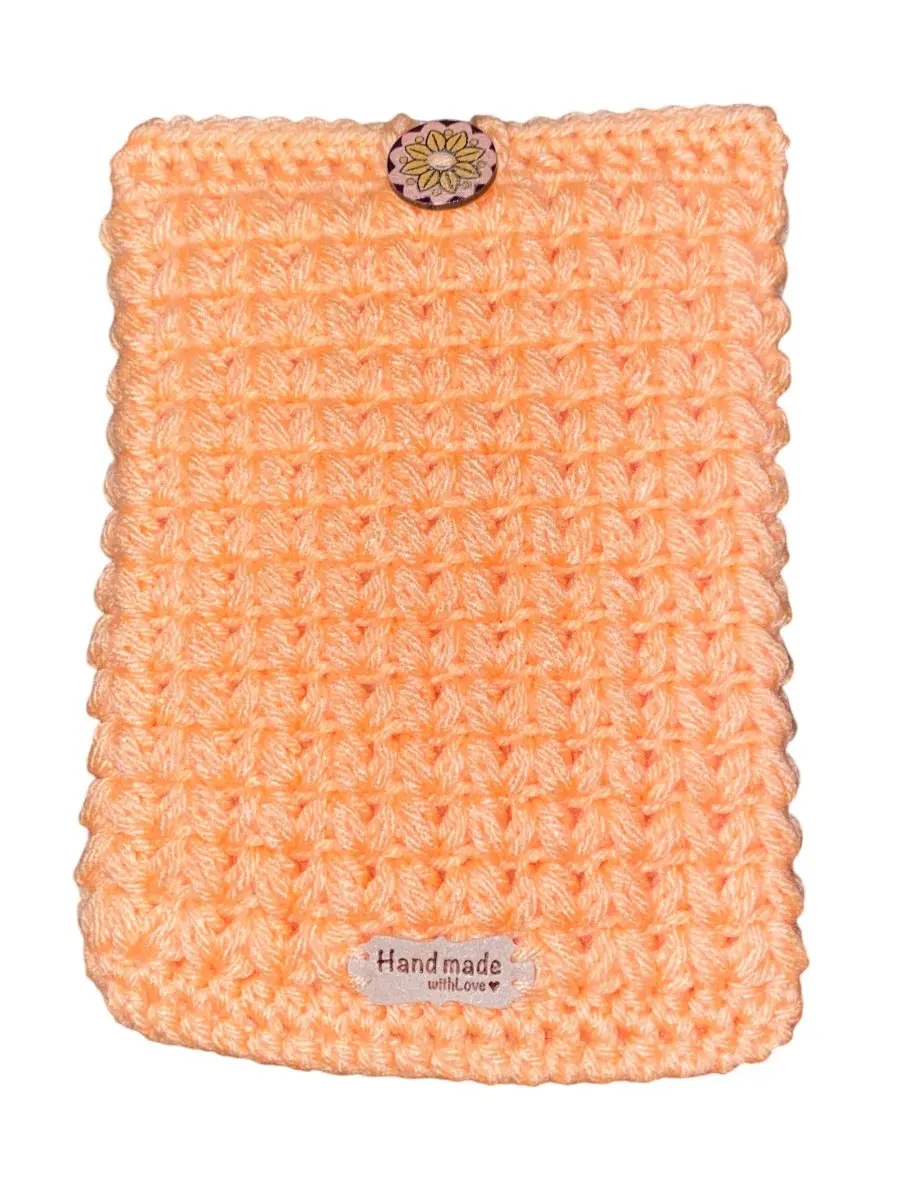 Handmade Crocheted Cover Sleeve for Kindle Paperwhite E-Reader - Neon Orange Coral - Screen Protector - Acrylic - Gift for Book Lovers and Bookworms - BookTok - Mother's Day - iPad - Tablet - Nook - Easy Care - Secure Closure - Colorful Tablet Cover