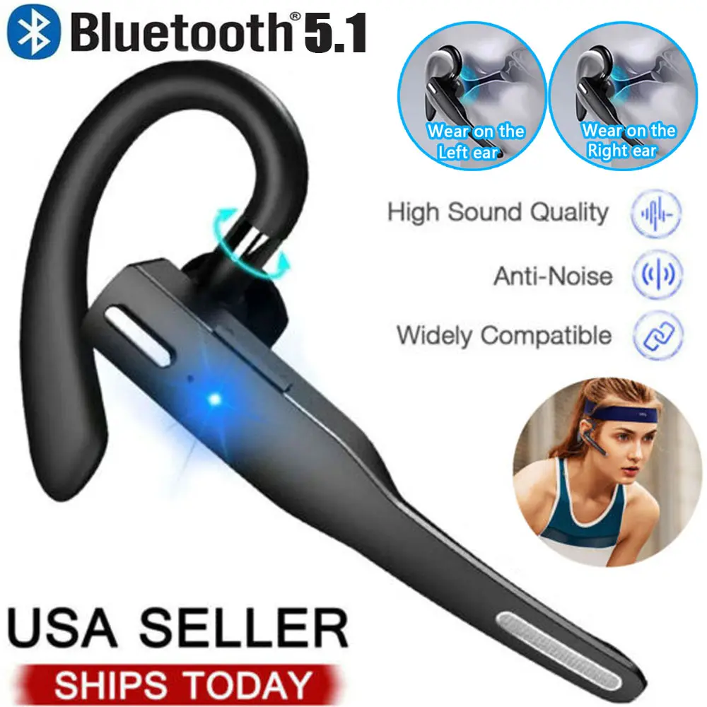 	 Trucker Wireless Headset Bluetooth 5.1 Earpiece Dual Mic Earbud Noise Cancelling
