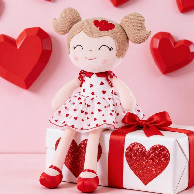 Gloveleya Valentine Gift Doll Princess Heart Doll Soft Cuddle Toy for Girls Perfect Valentine’s Day Gift Idea for Kids 0 to 6 Years