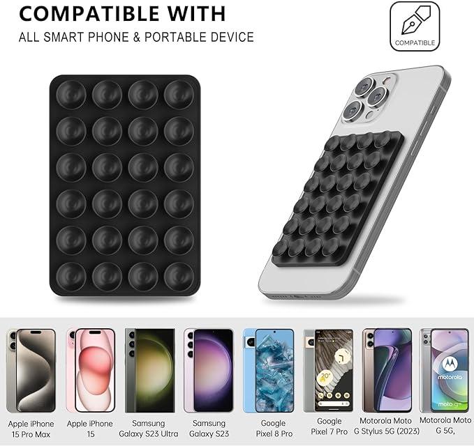 2PCS Phone Silicone Suction Cups,  Phone Case Mount Hands-Free Sticky Cell Phone Grip, Mobile Fidget Mirror Holder for Selfies and Videos