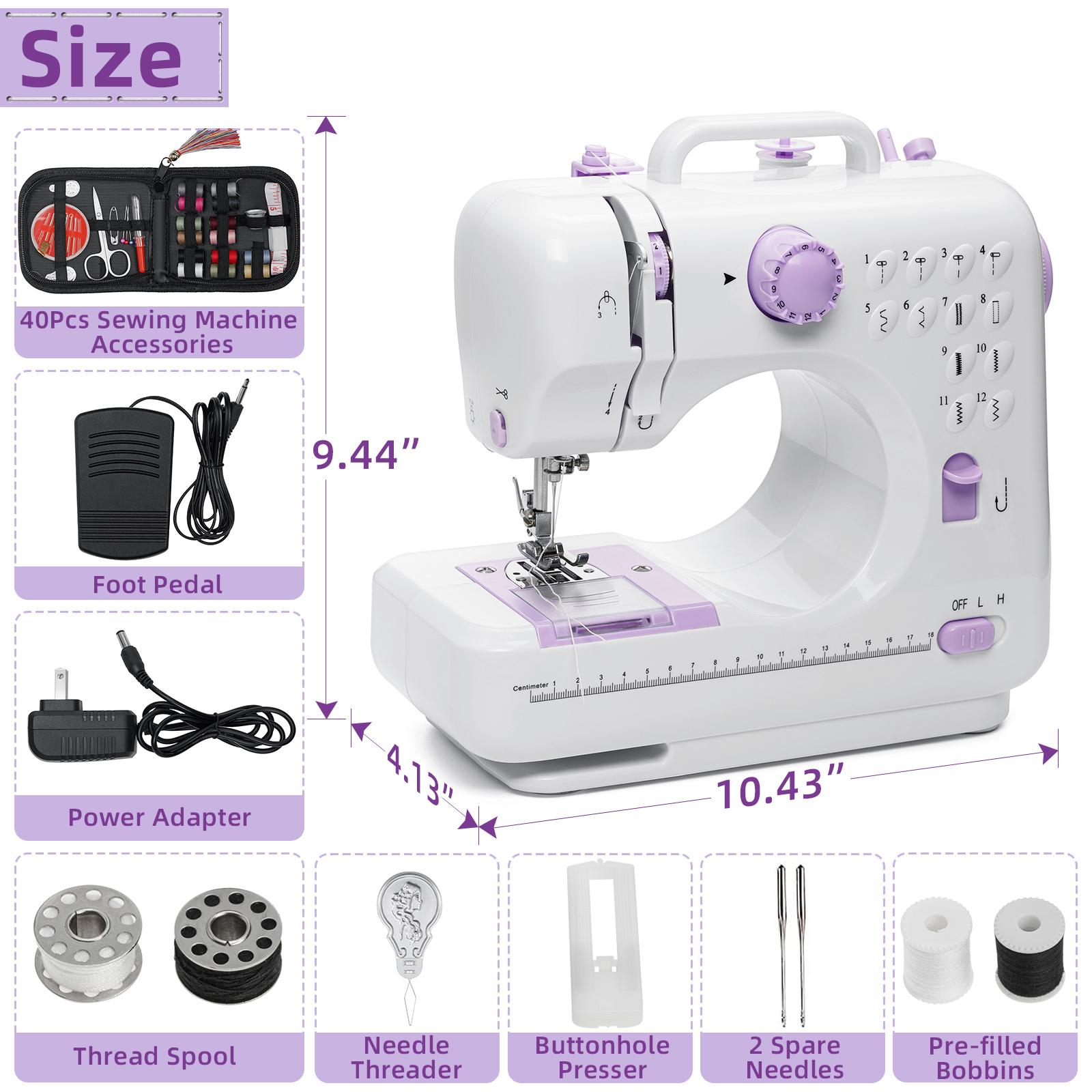 Portable Sewing Machine,40 Piece Handheld Electric Sewing Machines Kit,12 Stitch Patterns Mini Sewing Machine for Beginners Kids,Household Multifunctional Crafting Mending Machine
