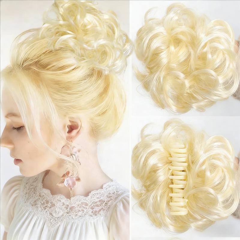 Flower bud head wig clip, lazy fluffy curling clip, back of head hair clip, natural fluffy wig, suitable for daily and holiday wear for women's wigs