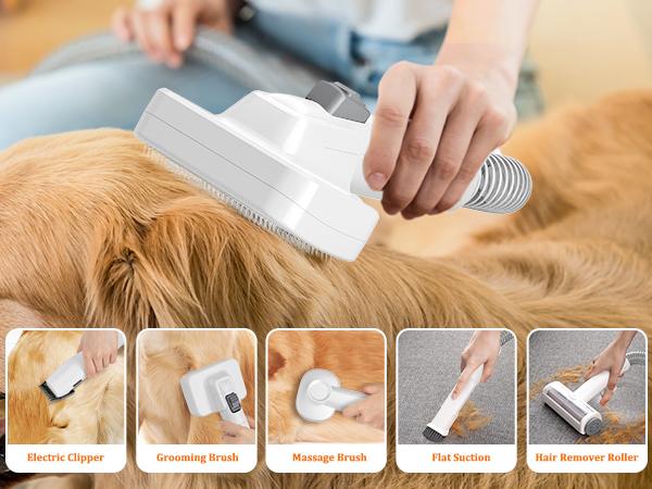 BXYY  5 in 1 Dog Grooming Kit, 1.5L Dust Cup, Shedding Brush, Electric Clipper & Hair Remover Roller for Dogs & Cats Cleaning Tools, Pet Supplies