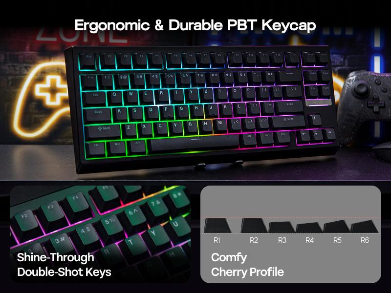 EPOMAKER G84 80% Gasket QMK/VIA Custom Mechanical Keyboard with Hot-Swappable Keys RGB Backlit Shine-Through PBT Keycaps Tri-Mode 2.4Ghz/BT/Type-C thocky creamykeyboards desk accessories keyboards for gaming creamy keyboard