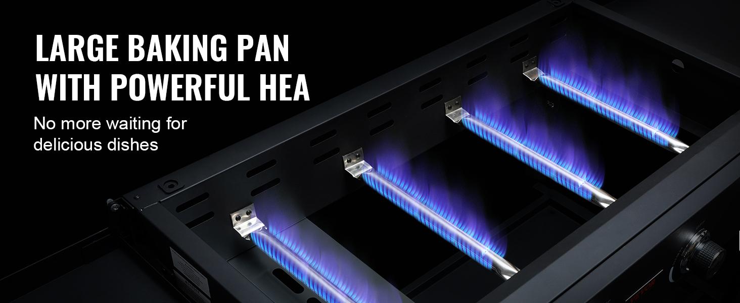 VEVOR Commercial Griddle on Cart, 36" Heavy Duty Manual Flat Top Griddle, Outdoor Cooking Station with Side Shelves, Steel LPG Gas Griddle, 4-Burners Restaurant Portable Grill - 60,000 BTU