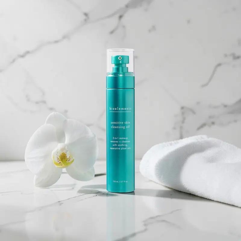 bioelements Olive Plant-Based Cleansing Oil, Gentle Oil to Milk Makeup Remover, Barrier Strengthening & Moisturizing Formula for All Skin Types, 3.7 oz, Moisturize, Light Cleansing Oil