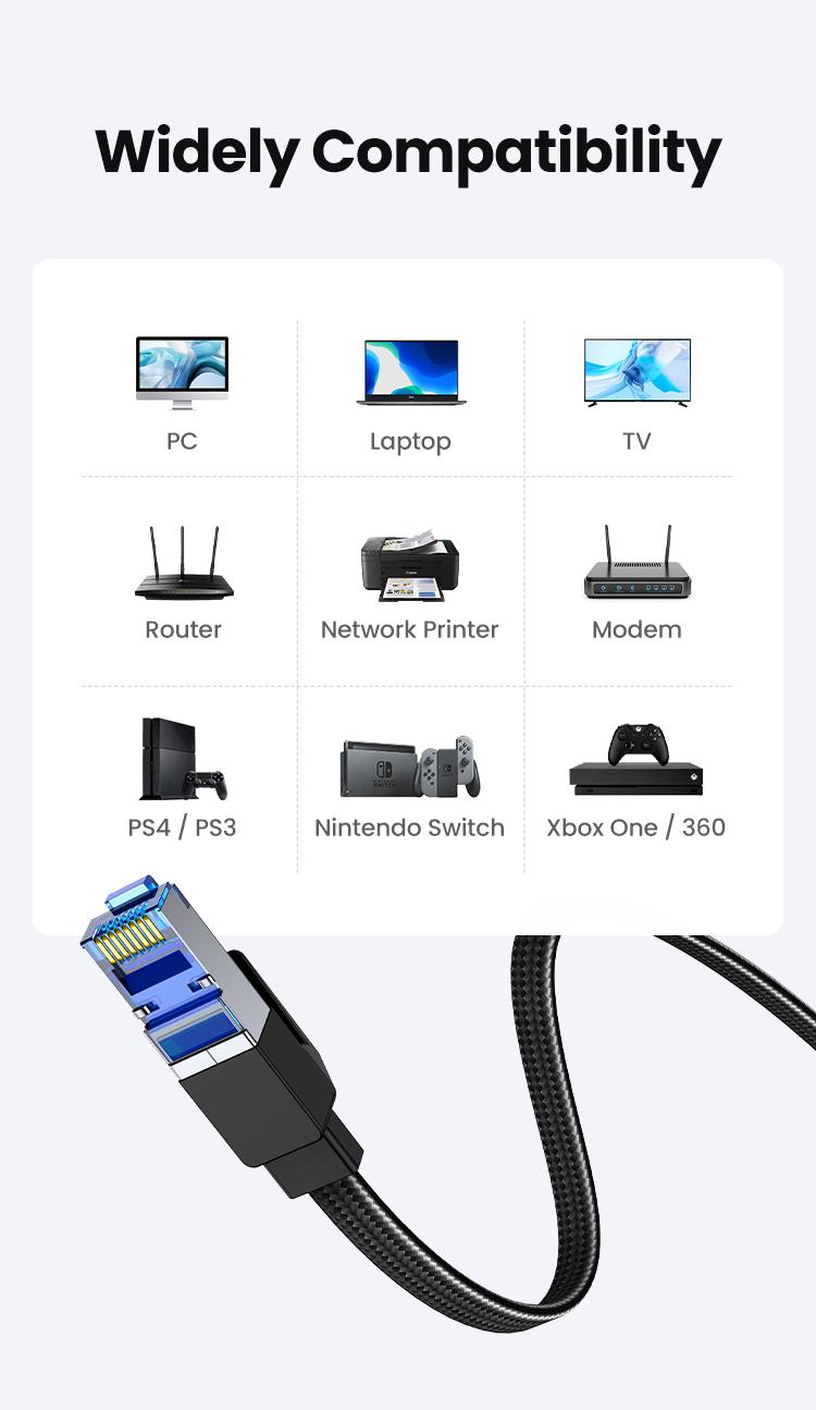 UGREEN Cat 8 Ethernet Cable 6FT, High Speed Braided 40Gbps 2000Mhz Network Cord Cat8 RJ45 Shielded LAN Cables Compatible for Gaming PC Modem Router Noise Streaming Networking Devices,TikTokShopBlackFriday ,TikTokShopHolidayHaul UGREEN Cat 8 Ethernet Cable 6FT, High Speed Braided 40Gbps 2000Mhz Network Cord Cat8 RJ45 Shielded LAN Cables Compatible for Gaming PC Modem Router Noise Streaming Networking Devices,TikTokShopBlackFriday ,TikTokShopHolidayHaul