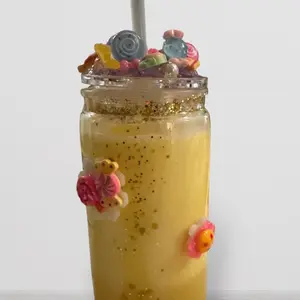 16 oz Snow Globe Tumblers with cute plastic candy land lid.  Drinkware Cup Reusable Washable Portable MugFestive Beverages. Various Colors, Personalization, and Embellishments Customizable by Request!