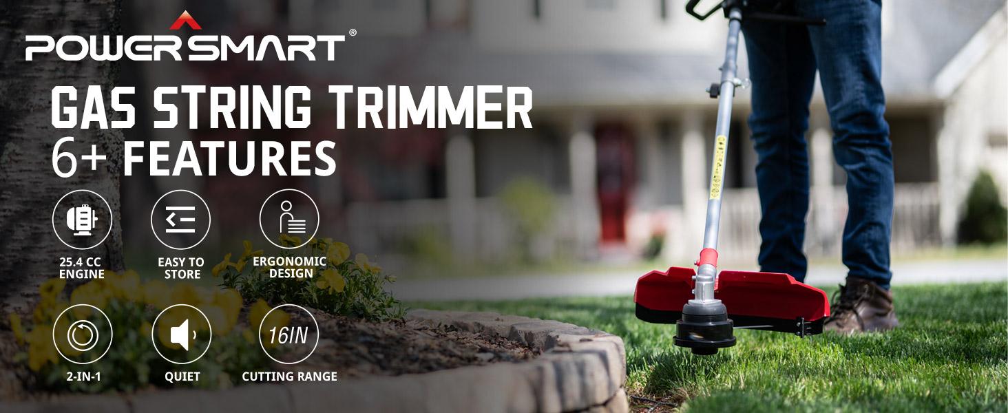 PowerSmart & 25cc 2-Stroke Gas String Trimmer Brush Cutter, Red and Black, Portable, Vibration Dampening, Lightweight, Easy Assembly, Optimized Efficiency, Easy Maneuverability, Ergonomic Handle,Great for Lawn Business, PS4532 PowerSmart & 25cc 2-Stroke Gas String Trimmer Brush Cutter, Red and Black, Portable, Vibration Dampening, Lightweight, Easy Assembly, Optimized Efficiency, Easy Maneuverability, Ergonomic Handle,Great for Lawn Business, PS4532