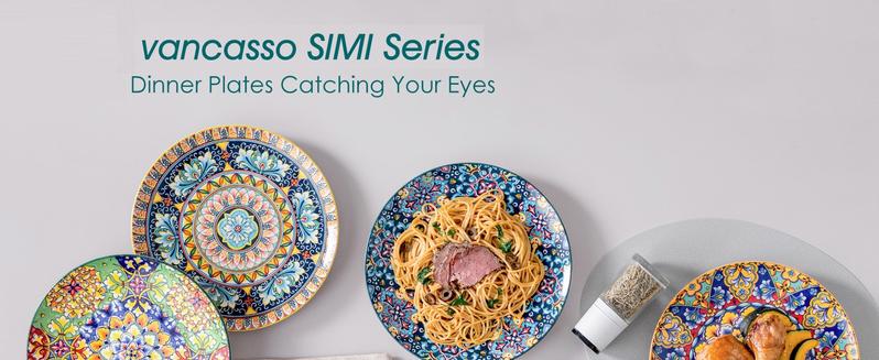 vancasso Dessert/Dinner Plates Set of 6, 8.5/10.5 Inch Ceramic Plates, Microwave, Oven and Dishwasher Safe, Colorful Bohemian Style Dishes for Kitchen vancasso Dessert/Dinner Plates Set of 6, 8.5/10.5 Inch Ceramic Plates, Microwave, Oven and Dishwasher Safe, Colorful Bohemian Style Dishes for Kitchen