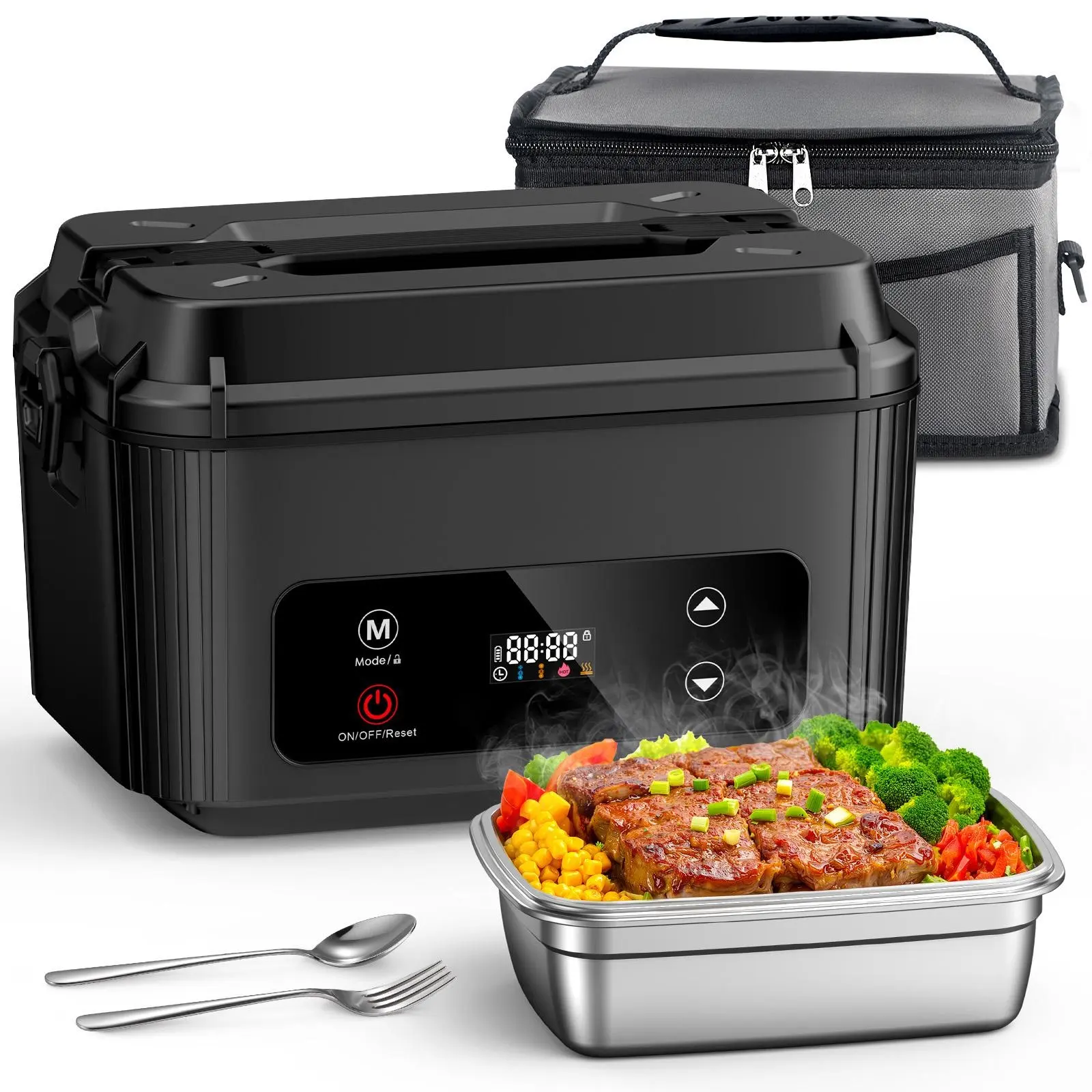 OGERY Self-Heating Electric Lunch Box, 100W Faster Heated Cordless Lunch Box for Adults with Automatic Heating, 40 fl oz 304 Stainless Steel Food Warmer with Timer for Hot Meals Anywhere summerwins,back to school,back to school haul