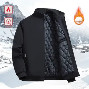 Men's Winter Solid Color Simple Fleece Lined Thick Warm Stand Collar Jacket, Suitable for Commuting, Outdoor Activities, and Various Occasions.The fabric was comfortable and the design of the clothing fit well for men to wear.