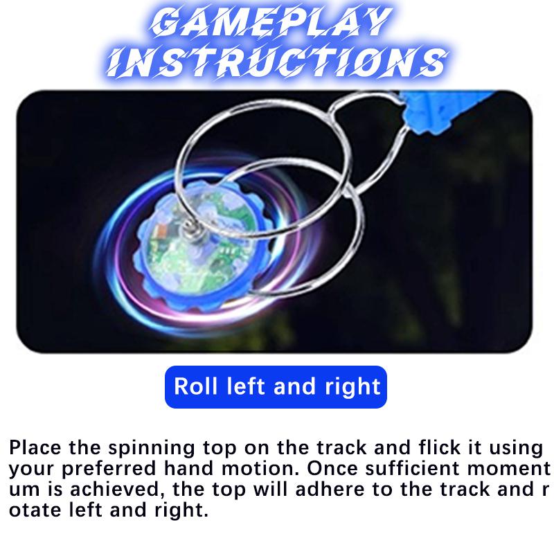 Hand-Crank Magnetic Spinning Top Toy – Features dazzling LED rainbow color-changing lights, multiple play modes, and multiplayer battle capability. A fun, stress-relieving toy that helps strengthen wrist dexterity, suitable for both adults and kids
