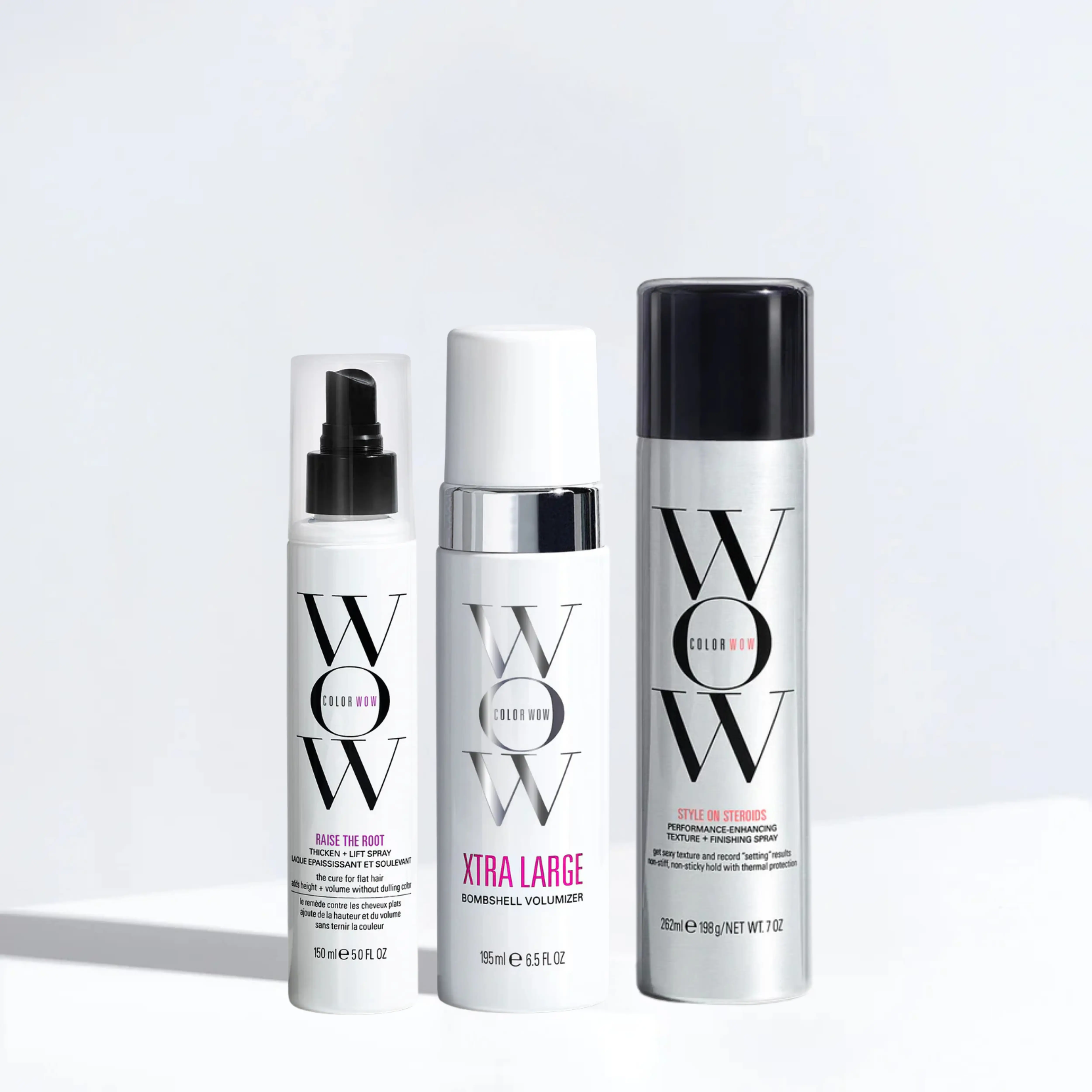 Color Wow Bombshell Hair Volume Routine Bundle | Xtra Large Bombshell Volumizer, Raise the Root & Texture Spray | For Fine, Flat Hair | Volumizer, Root Lifter & Texture Spray Set | Award-Winning Hair Products