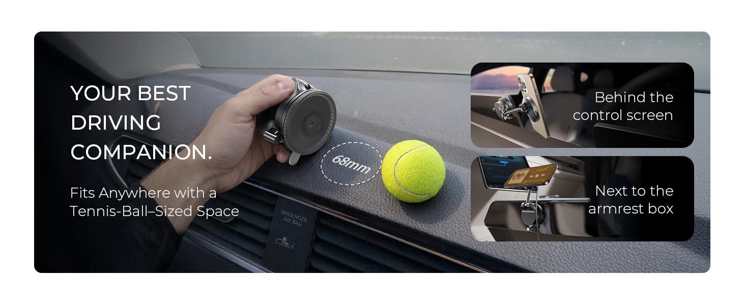 LISEN Vacuum Magnetic Phone Charger， [ SuctionPro ] 25W Wireless Car Charger, Suction Cup Phone Holder,360° Vacuum Magnetic Phone Holder for iPhone 17 Pro Max Air 17-12,Samsung S25 with MagSafe Case