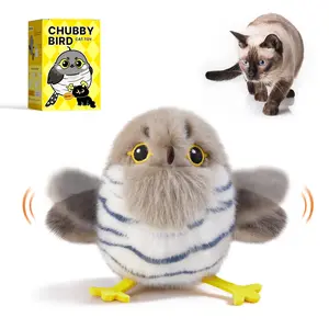 Potaroma Flapping Bird Cat Toy, Lifelike Chirp Tweet Kitten Toy, Rechargeable Touch Activated Cat Toy Interactive Exercise Toys for All Breeds 5.1"-Little Chubby Bird or Cuckoo