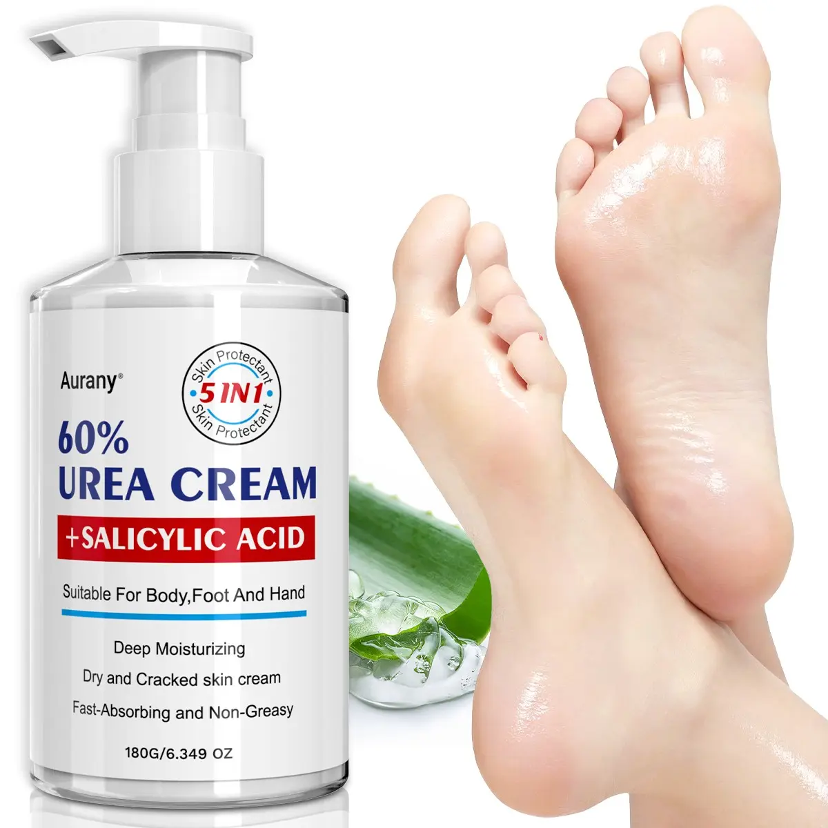 Urea Cream 60% Maximum Strength, 180g, Dead Skin Remover and Callus Repair Treatment, Intensive Foot Care Lotion for Cracked Heels, Exfoliating, Hydrating and Moisturizing Heel Cream Moisturizer, Foot Cream for Dry Feet, Moisture Cream