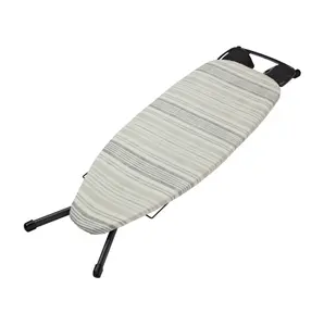 Reversible Ironing Board Cover 18x54 in – Cotton & Recycled Polyester, Felt Padding, Scorch Resistant, Gray/White Stripe to Solid Stone Design