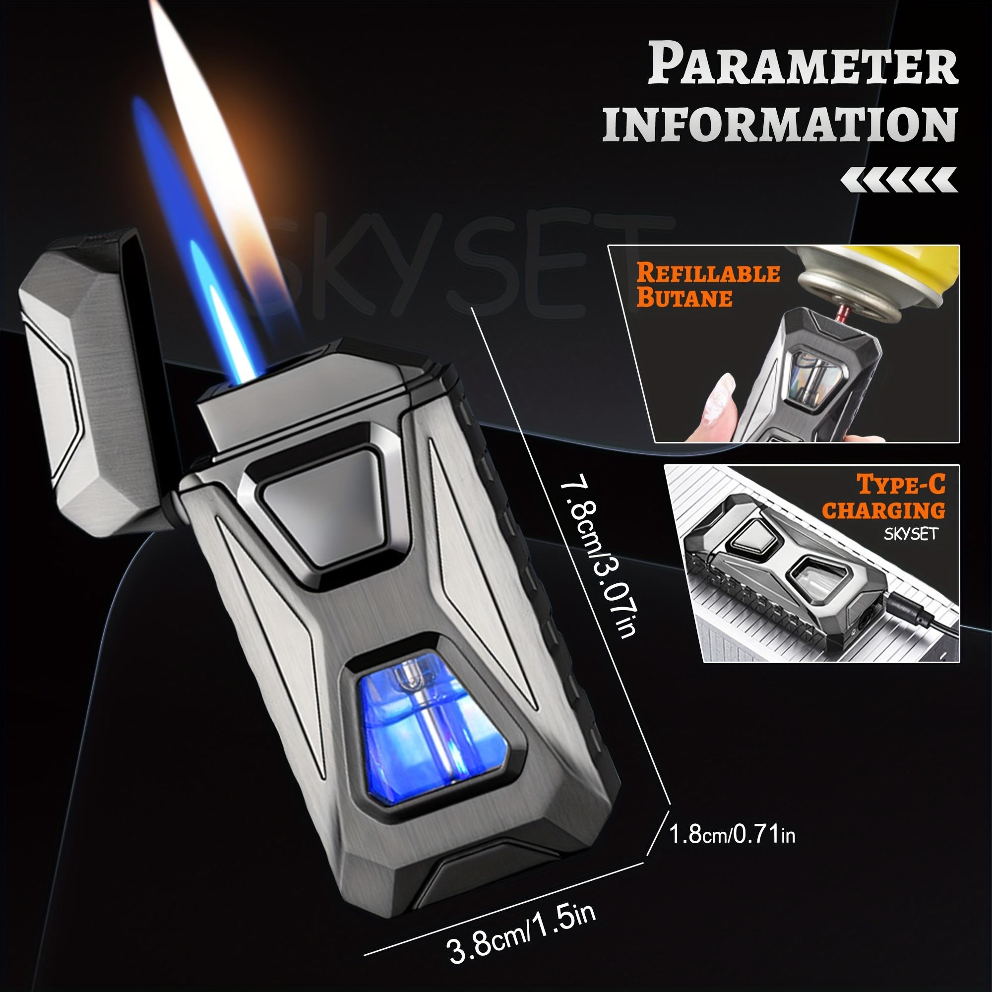 Rechargeable Type-C Butane Men's Lighter, Intelligent Voice Control Electronic Ignition, Stainless Steel Windproof Fast Charging Tool, Gift-Box Unboxing Gifts for Him Adult detail 2