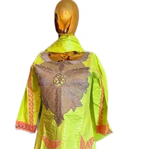 Guinea brocade boubou kaftan gown comes with a head wrap