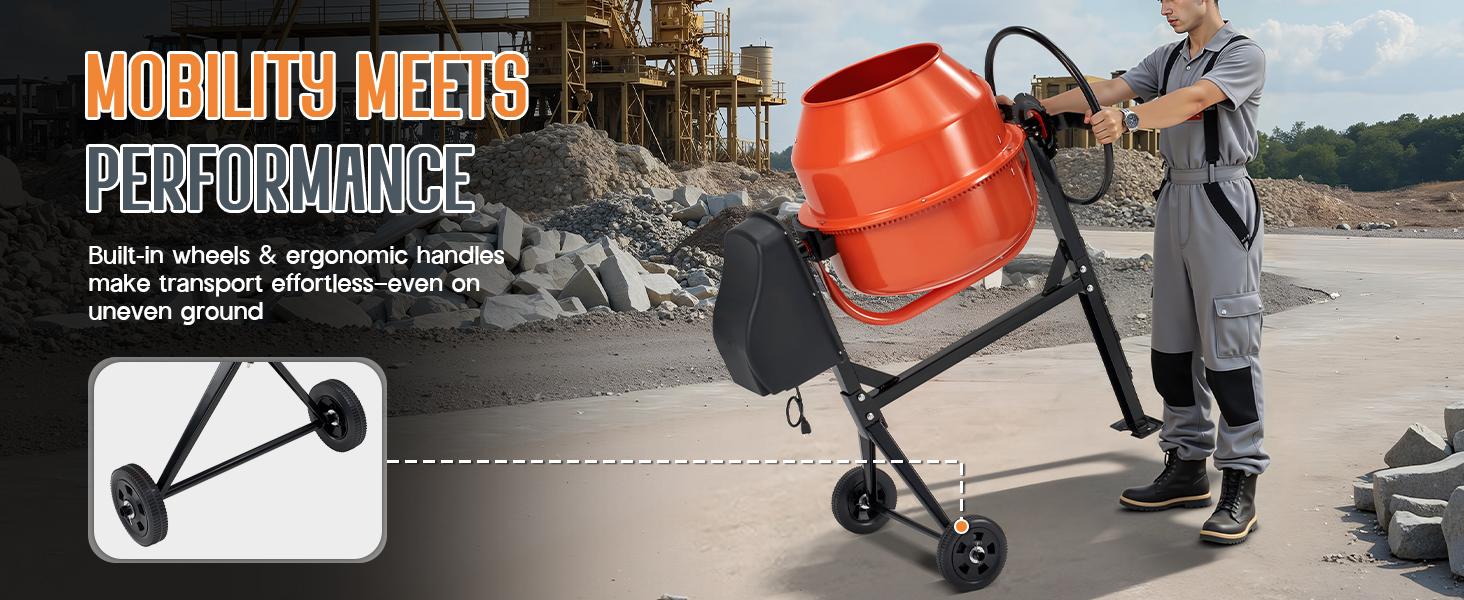 AMERLIFE 4.9 Cu.Ft. Electric Cement Mixer,550W/375W Portable Concrete Mixing Machine with 140L Drum, 110V Motor, 30RPM Rotation for Mortar, Stucco, and Feed AMERLIFE 4.9 Cu.Ft. Electric Cement Mixer,550W/375W Portable Concrete Mixing Machine with 140L Drum, 110V Motor, 30RPM Rotation for Mortar, Stucco, and Feed