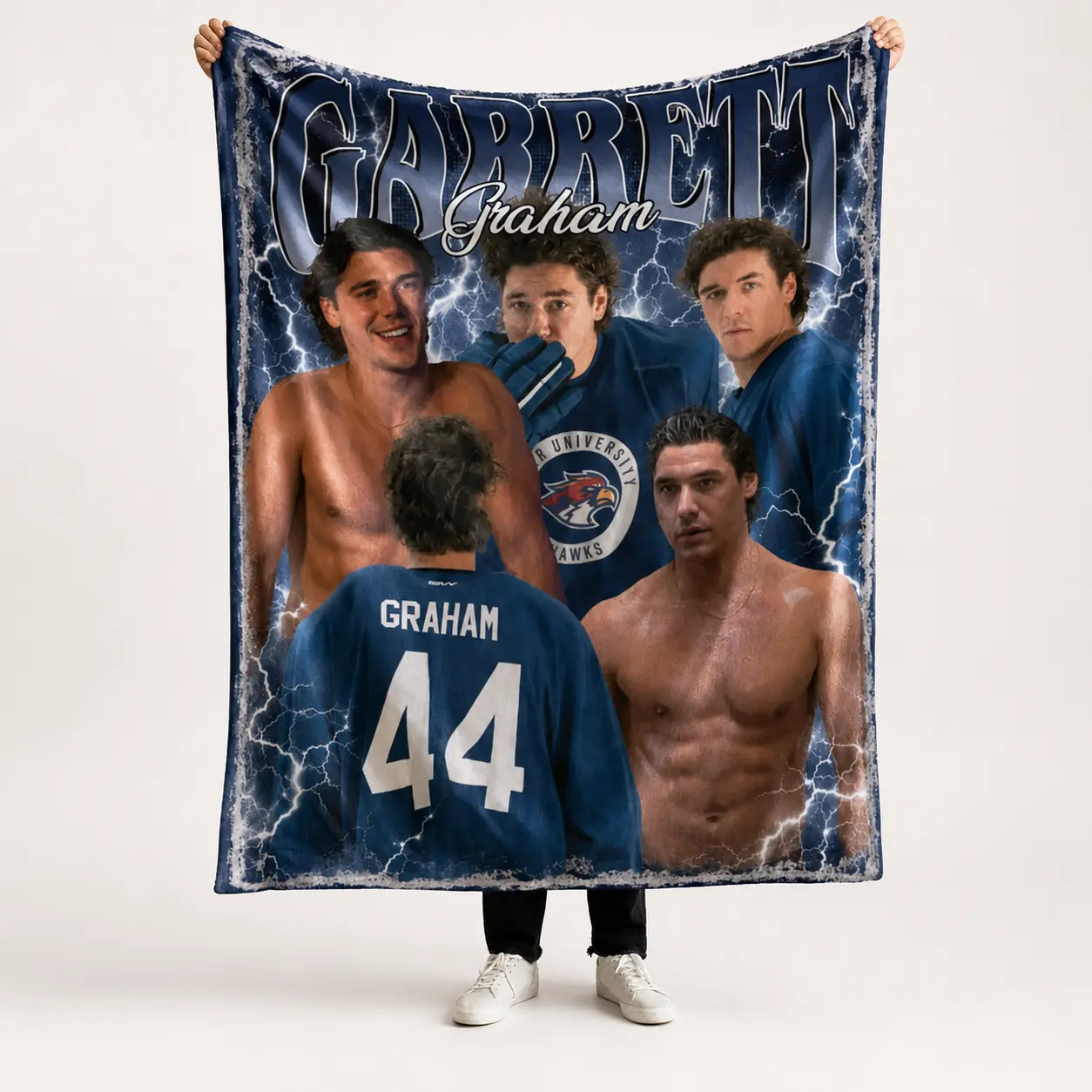 Elle Kennedy Off Campus Series Hockey Boyfriend Fleece Blanket Vintage Bootleg Style Ultra Soft Cozy Throw Blanket for Garrett Graham John Logan Dean Di Laurentis Tucker Briar U Reading Bed Sofa Dorm Decor Birthday Gift