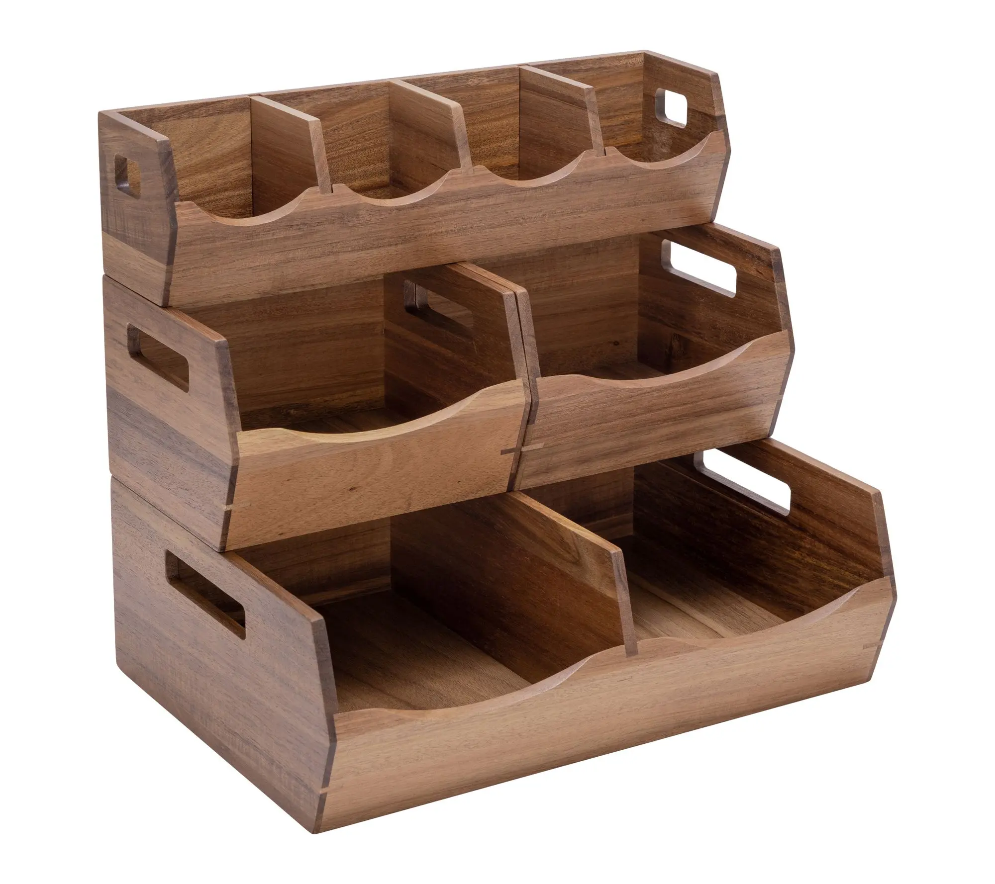 Seville Classics 4-Piece Acacia Stacking Bin Pantry Organizer Seville Classics 4-Piece Acacia Stacking Bin Pantry Organizer