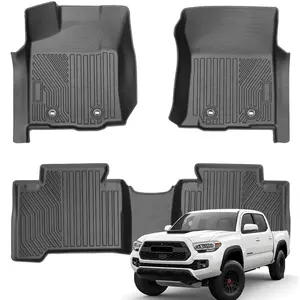Canvcle Floor Mats for 2016-2023 Toyota Tacoma Double Cab Automatic Only All Weather TPE Rubber Liners High Edge Protection 2 Row Coverage