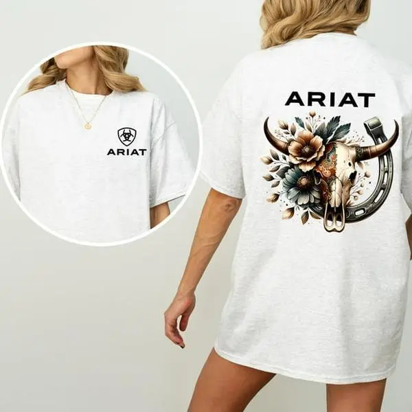 Ariat Floral Bull Skull Premium shirt T Shirt Tee Unisex