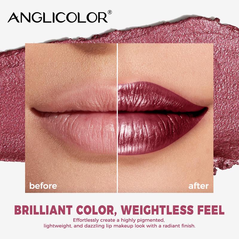 Lipstick For Subtle 3D Shimmer Effect,Glitter Lipstick,Light,Soft Cream Formula for Moisturized Lips,Non-Sticky