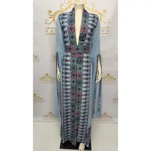 Embroidered Cardigan Open side Sleeve | Blue