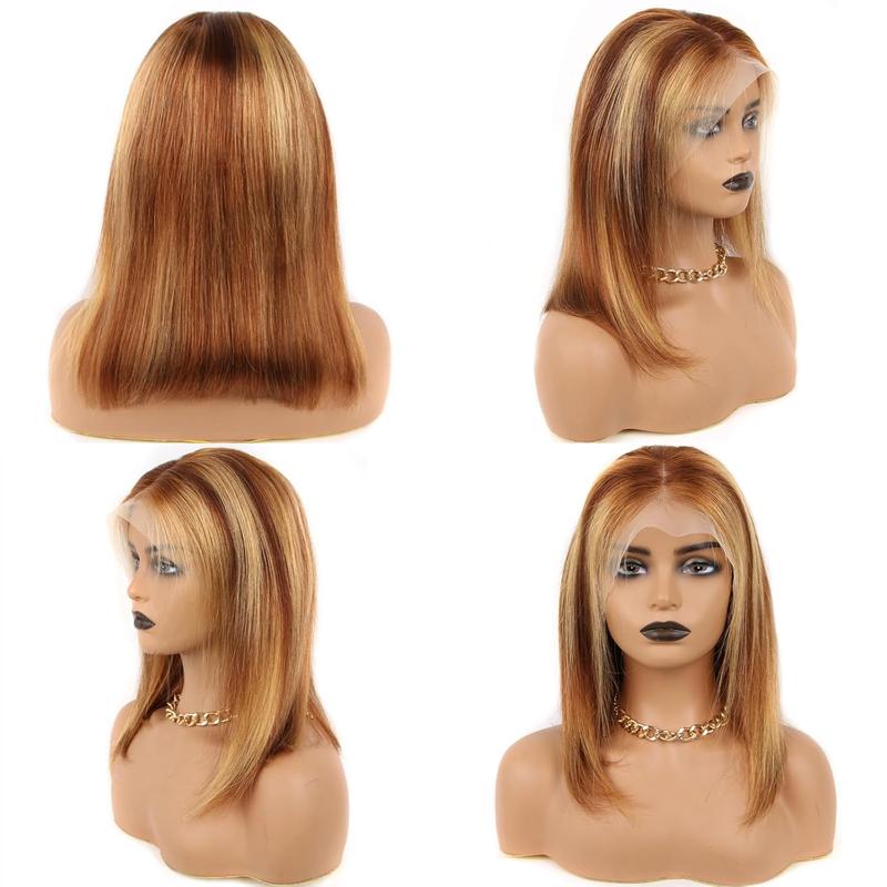 Ombre Bob Wig Human Hair Highlight P4/27 13x4 HD Lace Frontal Straight Lace Front Bob Wigs for Black Women Human Hair Pre Plucked Pre Plucked with Baby Hair 180% Density Honey Blonde Wig Soft Bouncy No Smell Can Be Dyed Curled Restyled Ombre Bob Wig Human Hair Highlight P4/27 13x4 HD Lace Frontal Straight Lace Front Bob Wigs for Black Women Human Hair Pre Plucked Pre Plucked with Baby Hair 180% Density Honey Blonde Wig Soft Bouncy No Smell Can Be Dyed Curled Restyled