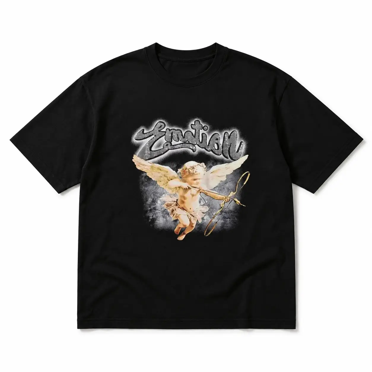 Oversized Graphic Tee Graphic T-Shirt with Angel Print - Emotion Design Trendy Streetwear for Men & Women Fashion Tee 2025 Novelty Graphic T Shirt funny tshirt Undershirts Tees Casual Streetwear Classic Plain Men's Women Cotton Moisture Wi,camisas,frescas