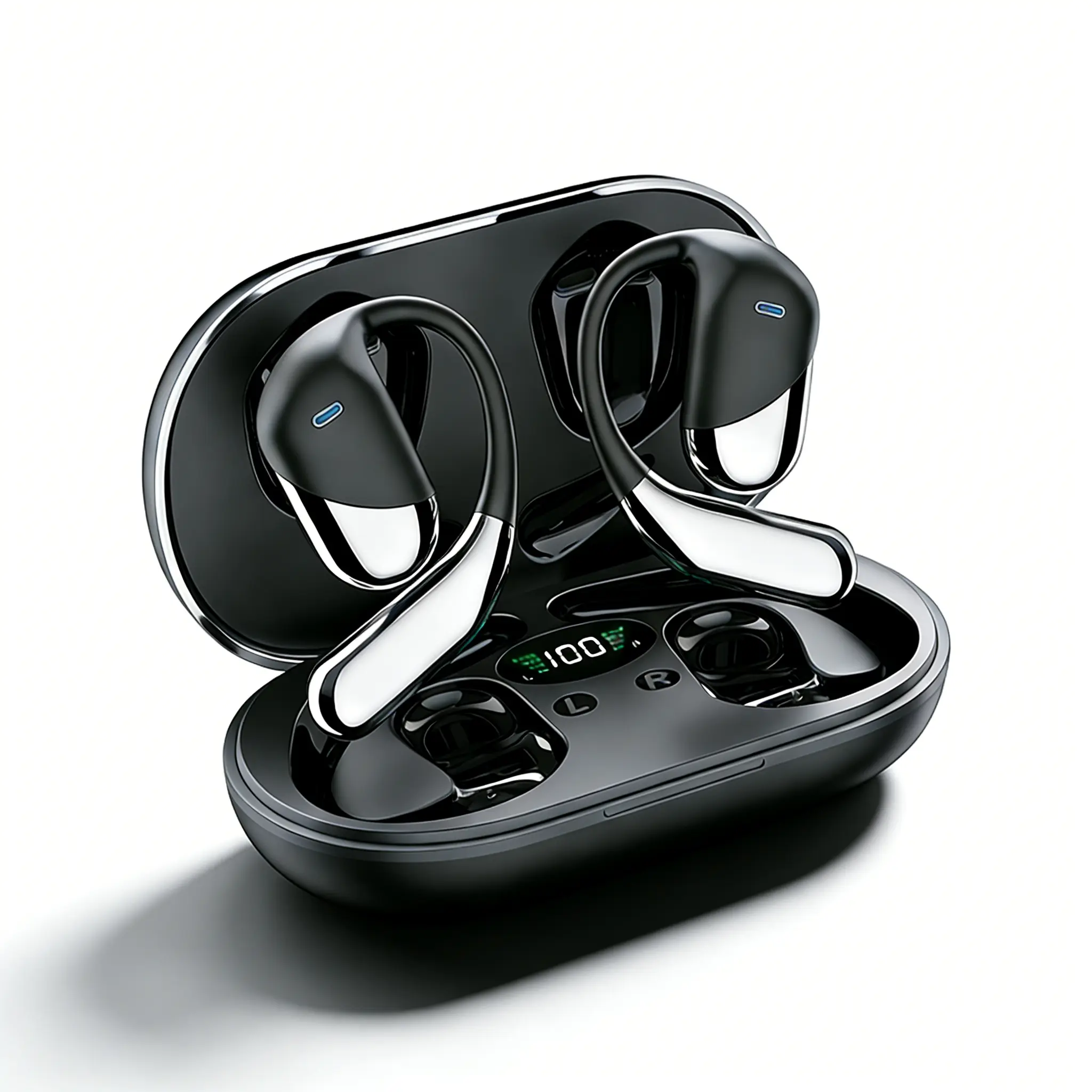 Open-back Bluetooth headphones, suitable for business travel, immersive sound, long battery life, sports headphones, waterproof design.