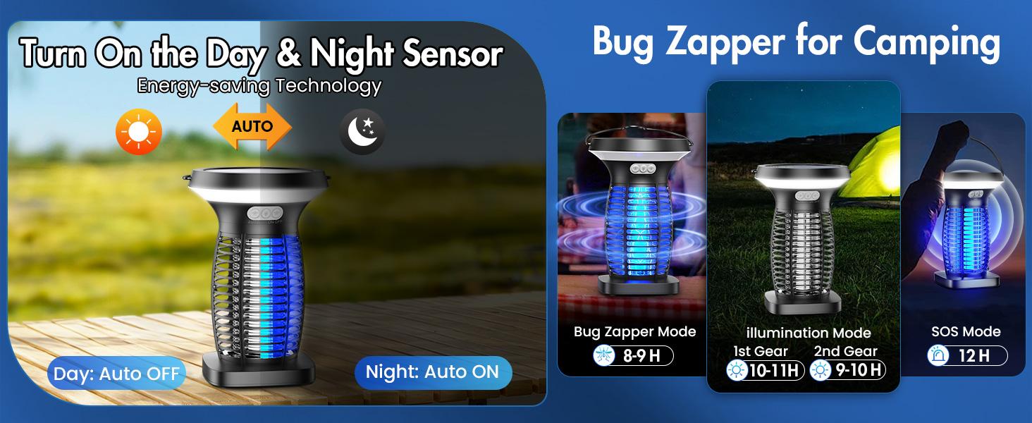 AUKFA Solar Bug Zapper Outdoor Indoor Waterproof, solar powered Electric insect catcher with Panel Sensor, Mosquito Zapper for Home, Patio, Camping AUKFA Solar Bug Zapper Outdoor Indoor Waterproof, solar powered Electric insect catcher with Panel Sensor, Mosquito Zapper for Home, Patio, Camping