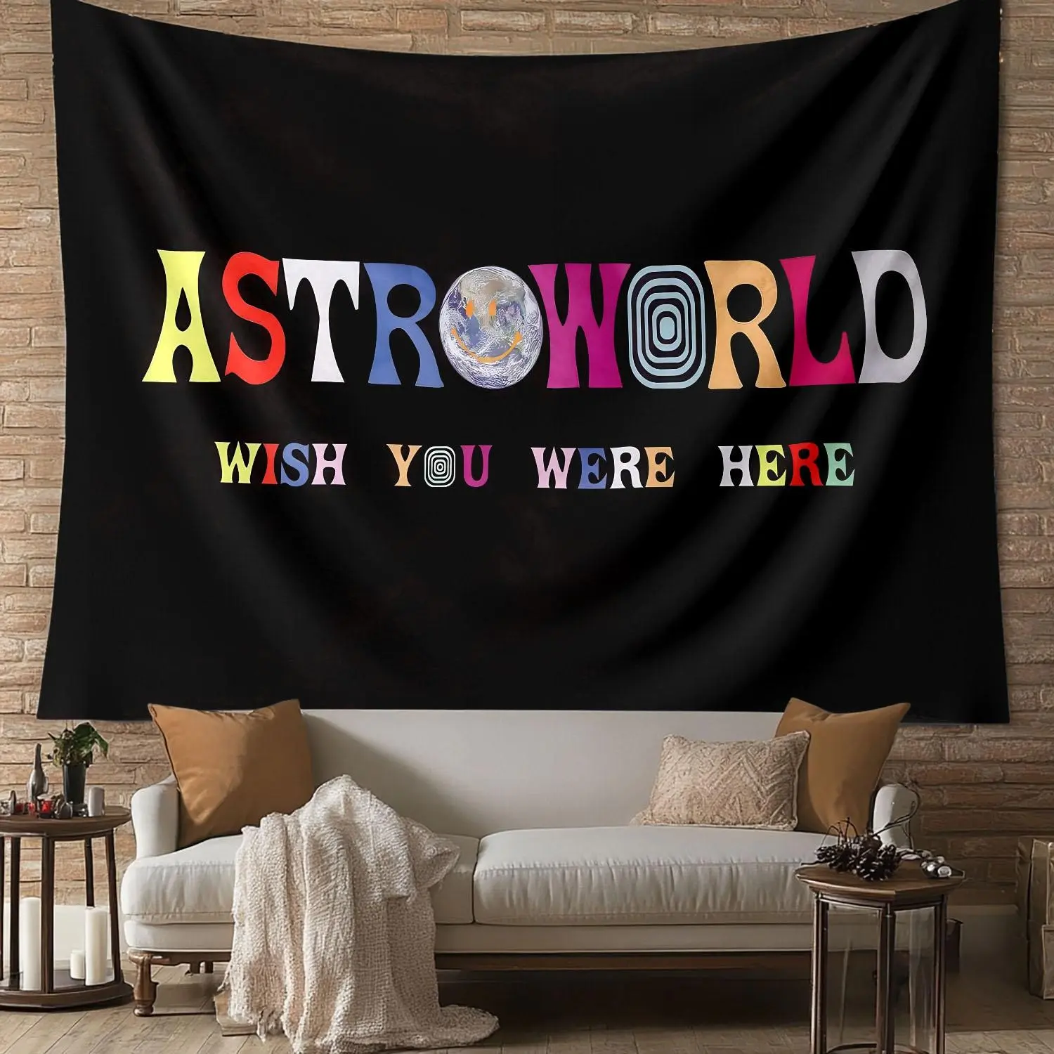 1pc Astroworld Hanging Wall Flag Banner - Men's Indoor Cave Decor, Party Gift, Home Supplies Tapestry for Dorm Room, Living Room, Bedroom, Indoors