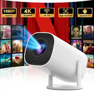 Portable Smart Projector with Adjustable Stand, HD Video Playback, Keystone Correction Support, and Wireless Screen Mirroring for iOS & Android