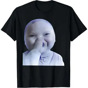 Funny AI Baby Laughing Meme Graphic Gen Z Humor Viral Meme T-Shirt